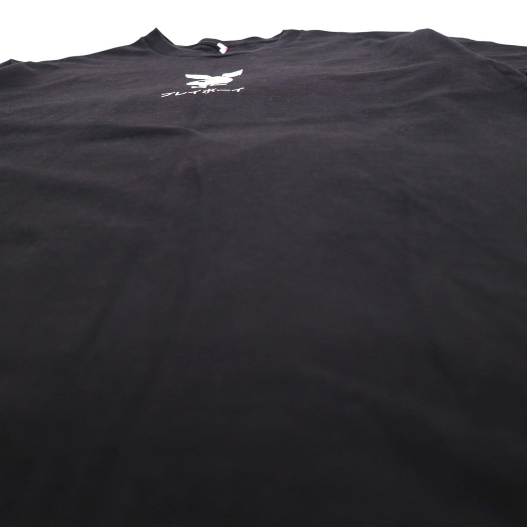 PLAYBOY 日本語 カタカナ TOKYO JAPAN アニメ Tシャツ L ブラック コットン バックプリント