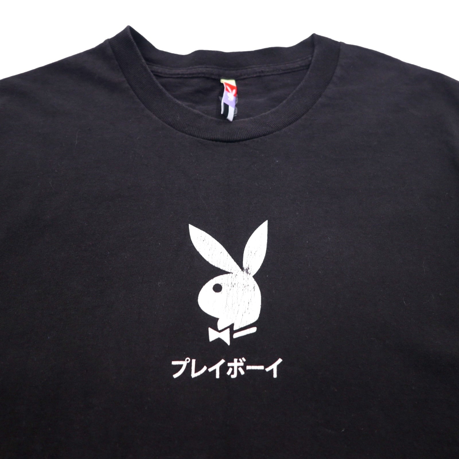 PLAYBOY Giapponese Katakana TOKYO JAPAN Anime T-shirt L Nero Cotone Stampa posteriore