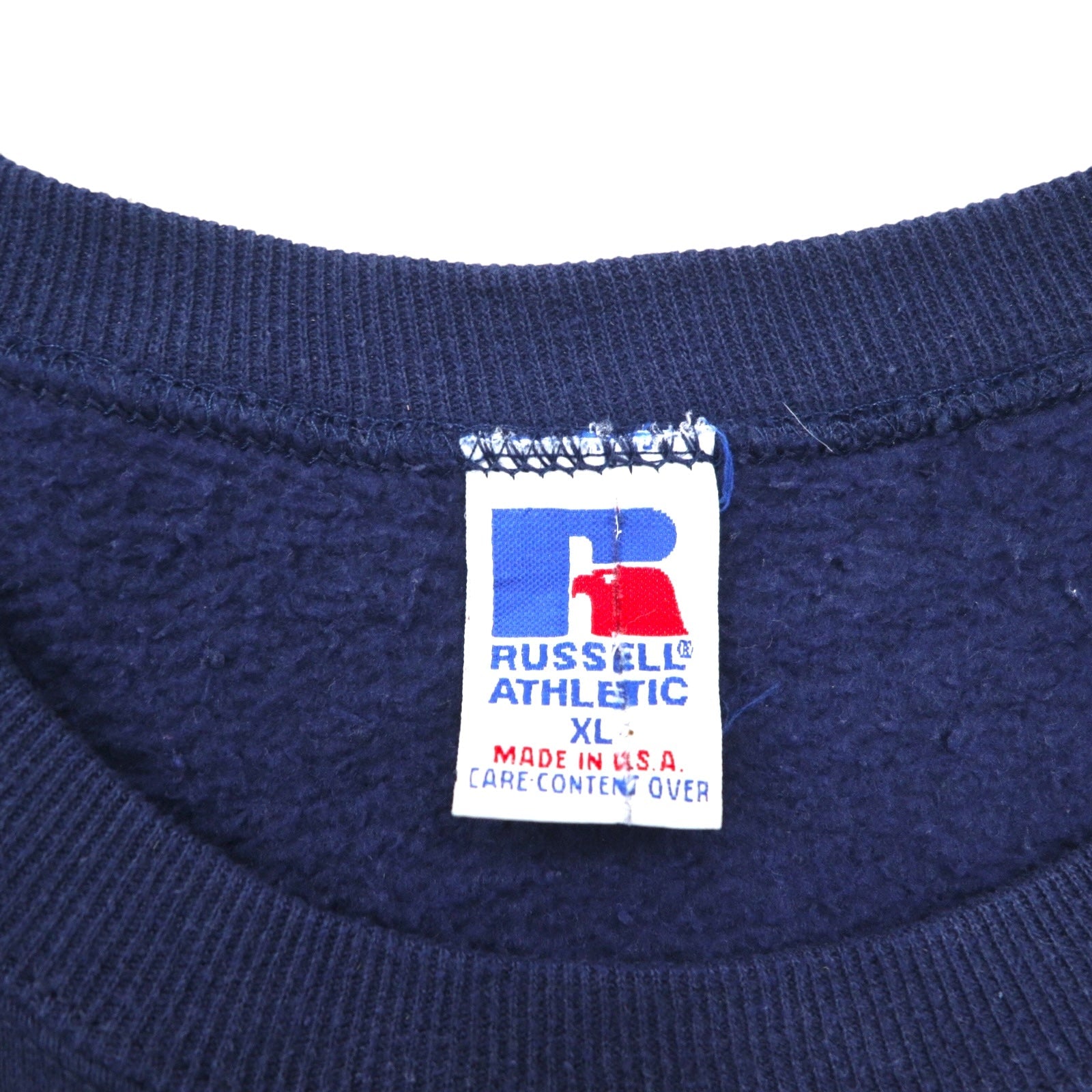 Felpa RUSSEL ATHLETIC anni '90, Made in USA, stampa college, scollo a V, taglia XL, blu navy, interno felpato, AUBURNS TIGERS, logo ad arco