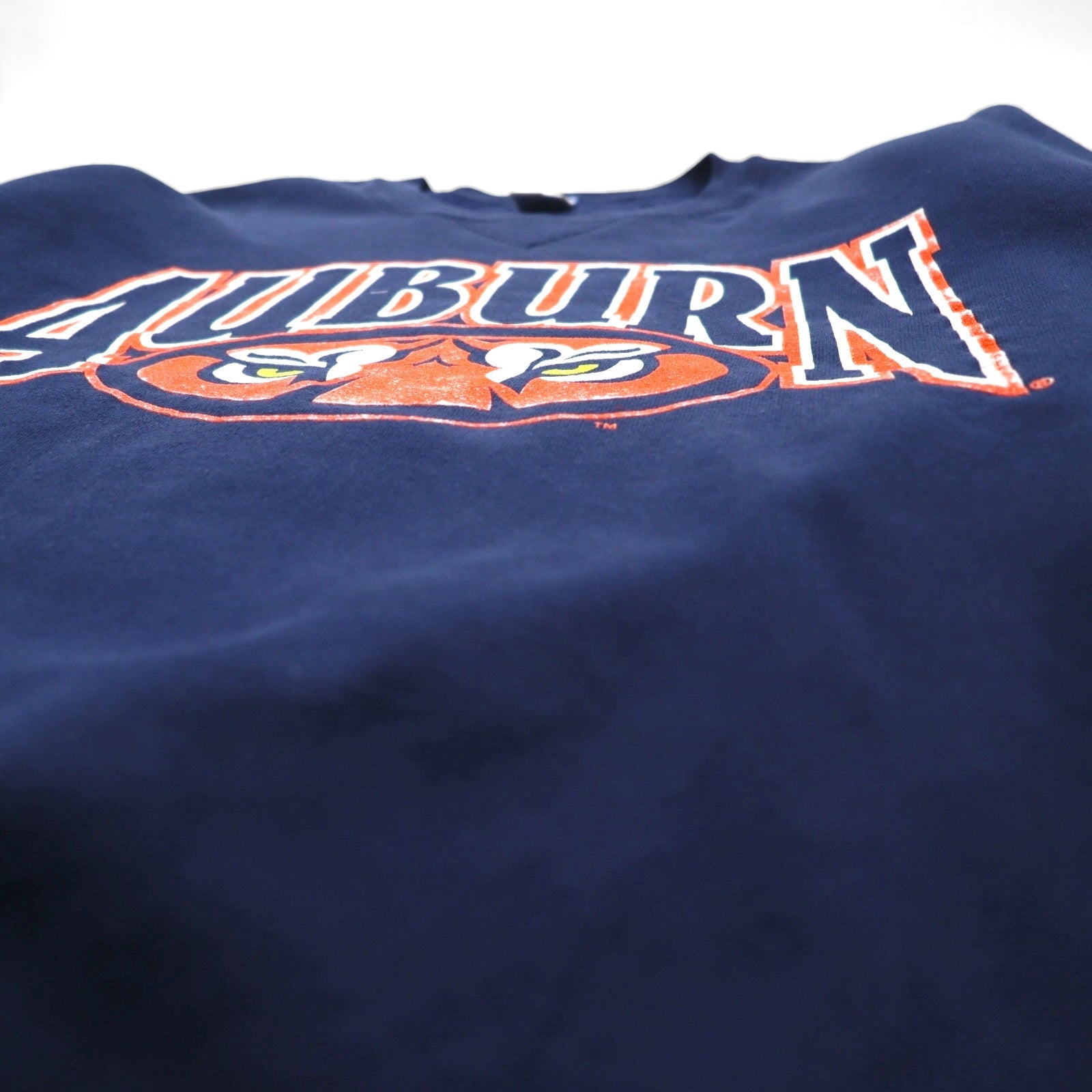 Felpa RUSSEL ATHLETIC anni '90, Made in USA, stampa college, scollo a V, taglia XL, blu navy, interno felpato, AUBURNS TIGERS, logo ad arco