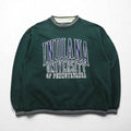 GEAR FOR SPORT anni '90 BIG COTTON maglione girocollo con stampa universitaria, taglia L, verde, stampa a tre livelli, logo ad arco INDIANA UNIVERSITY