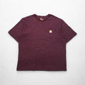 carhartt ポケット付き ボーダー Tシャツ ポケTee 2XL ボルドー グレー ORIGINAL FIT コットン
