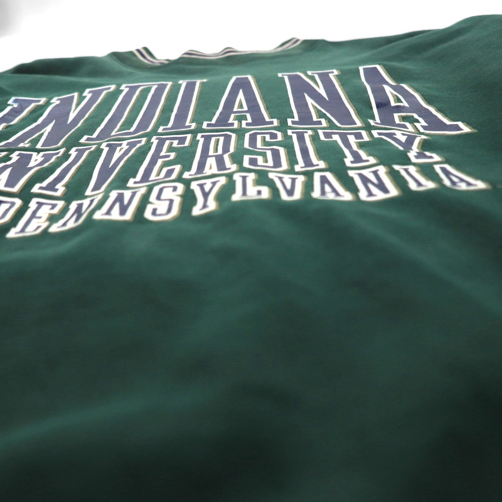 GEAR FOR SPORT anni '90 BIG COTTON maglione girocollo con stampa universitaria, taglia L, verde, stampa a tre livelli, logo ad arco INDIANA UNIVERSITY