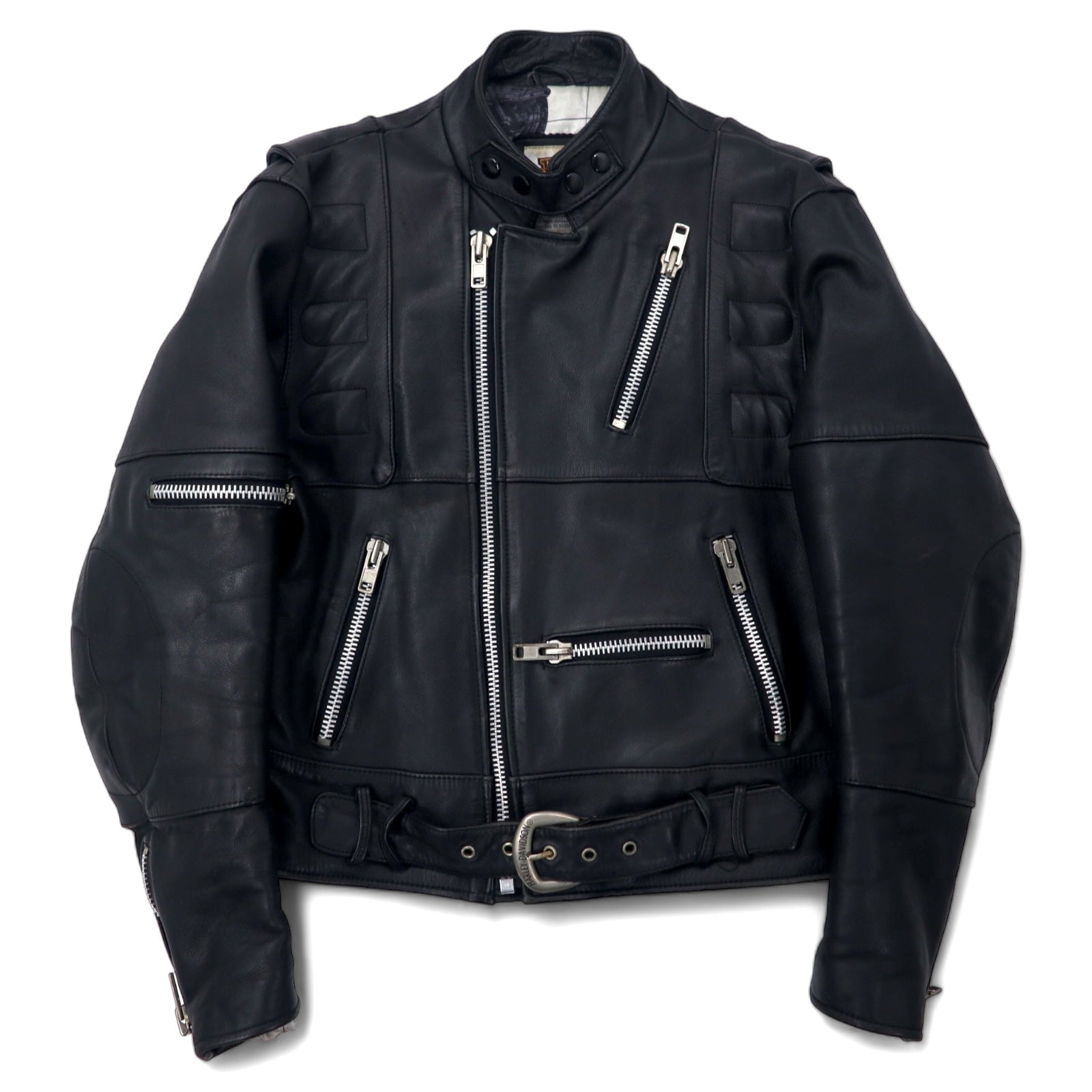 HARLEY DAVIDSON ダブル ライダースジャケット レザージャケット 38 ブラック 牛革