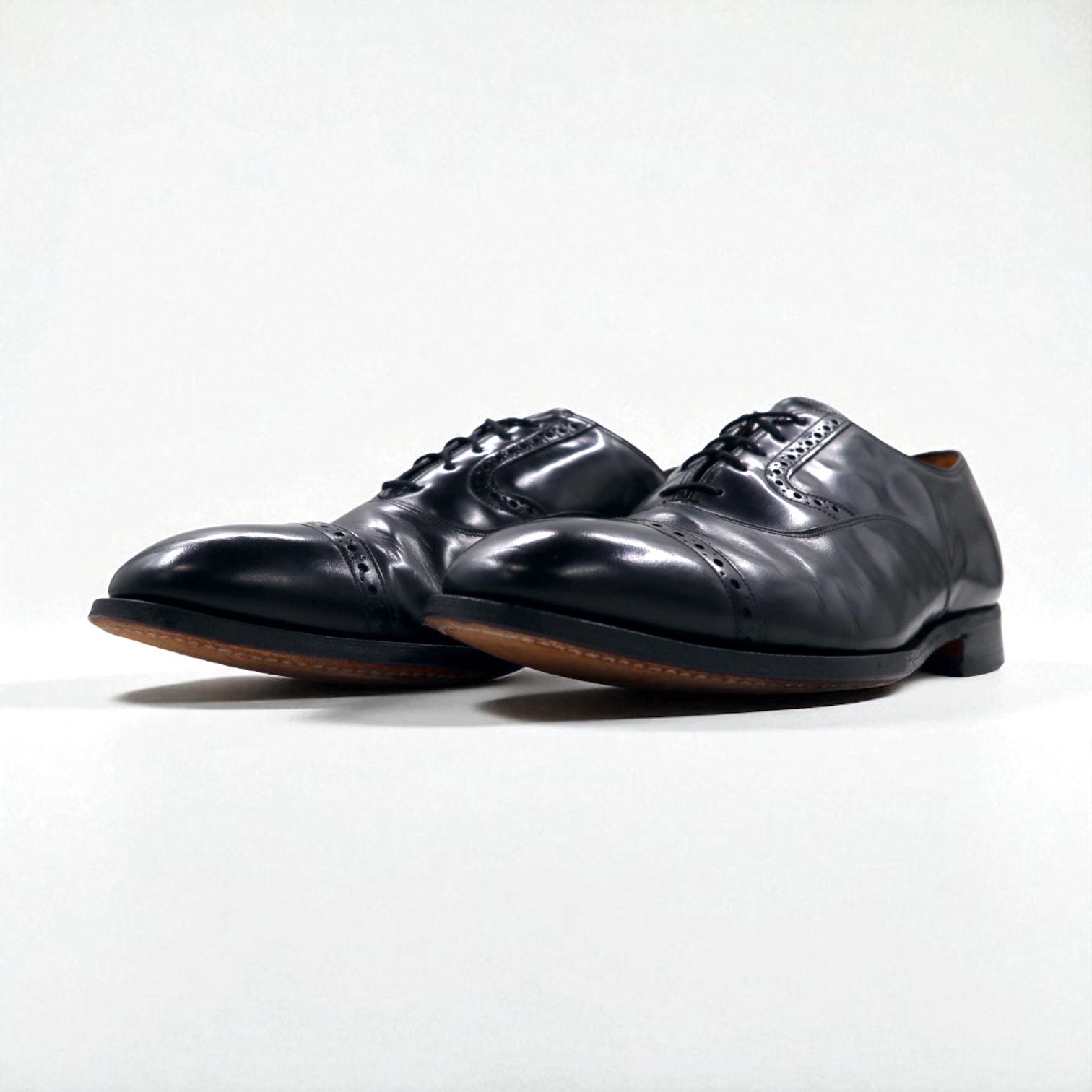Johnston & Murphy USA製 Heritage キャップトゥ ストレートチップ ドレスシューズ 27.5cm ブラック レザー 13436 15-1161 603N