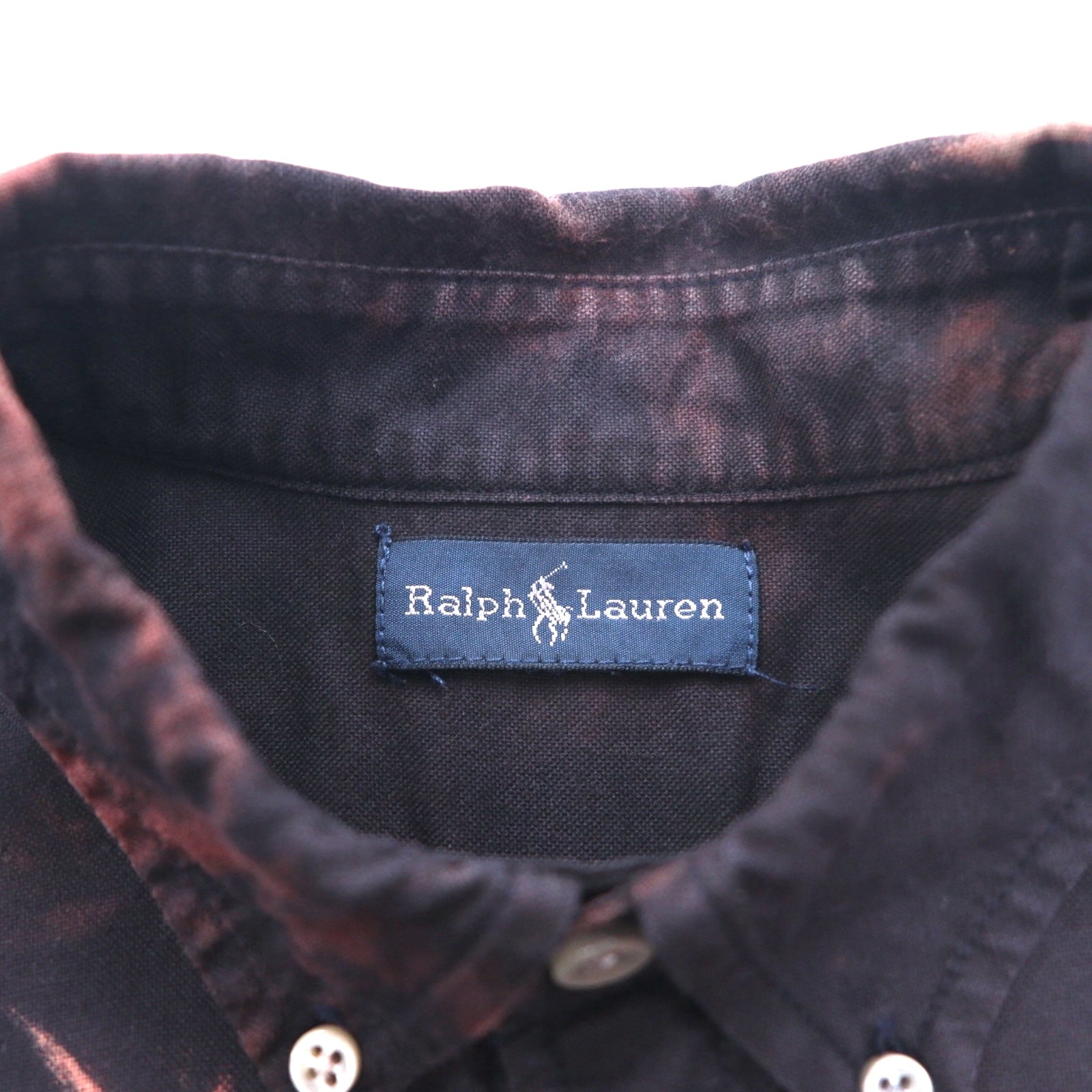 Camicia button-down Ralph Lauren tie-dye candeggiata, taglia S, colore nero, ricamo Big Pony