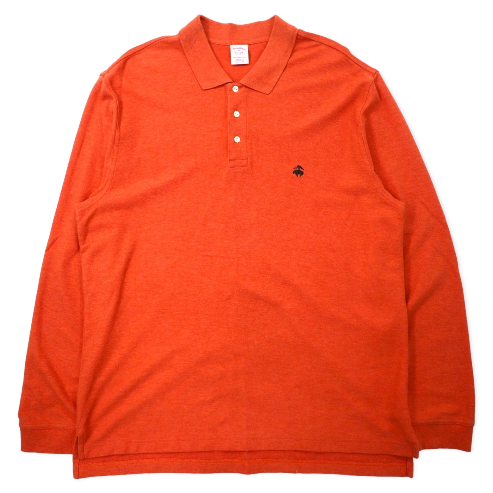 Brooks Brothers Polo a maniche lunghe XL Arancione Cotone Piqué Logo ricamato