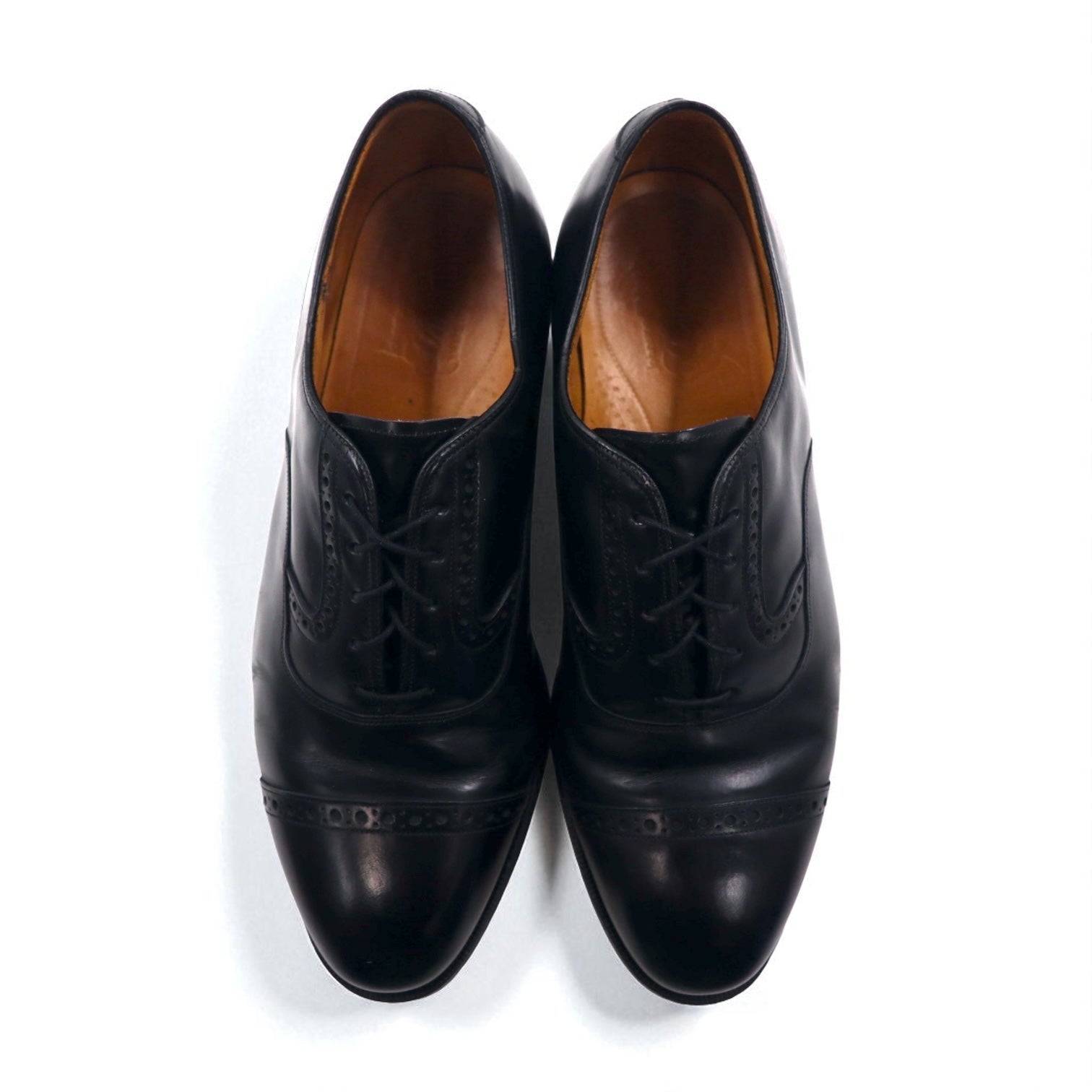 Johnston & Murphy USA製 Heritage キャップトゥ ストレートチップ ドレスシューズ 27.5cm ブラック レザー 13436 15-1161 603N