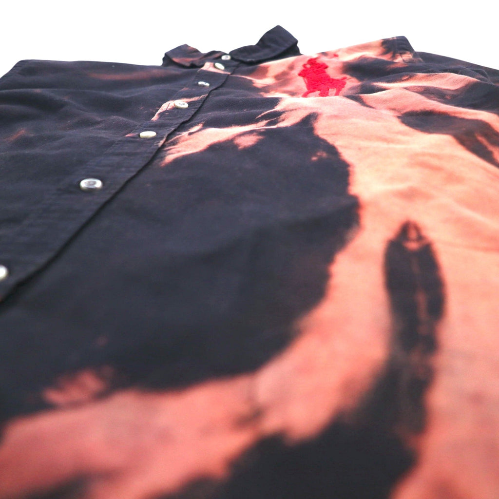 Camicia button-down Ralph Lauren tie-dye candeggiata, taglia S, colore nero, ricamo Big Pony
