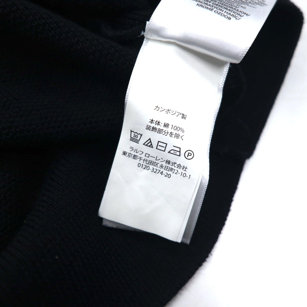 POLO RALPH LAUREN メッシュニット ピマコットン フルジップ セーター XXL ブラック スモールポニー刺繍