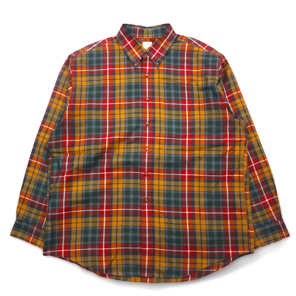 Brooks Brothers ボタンダウンシャツ XL レッド イエロー グリーン チェック マルチカラー