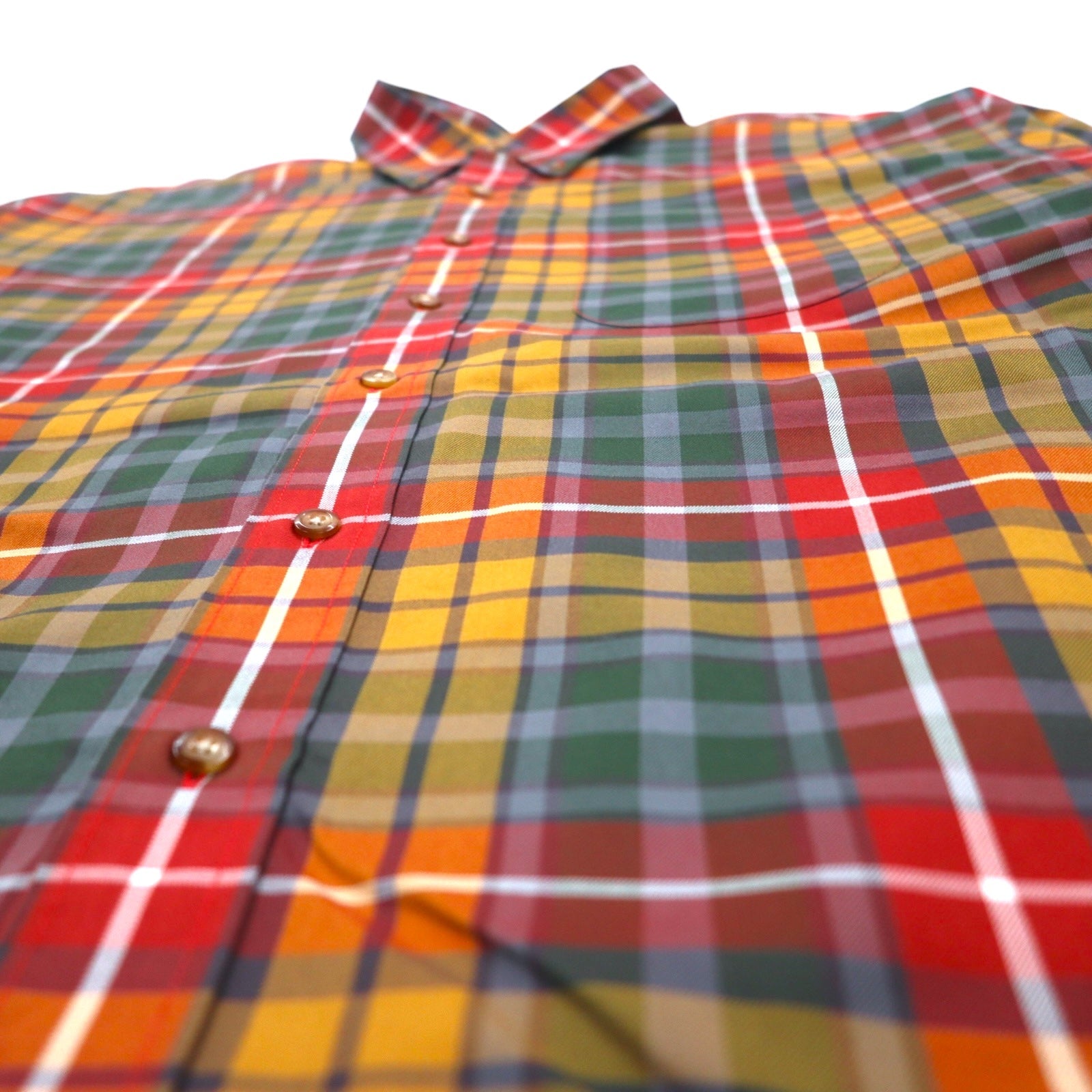 Brooks Brothers Camicia button-down XL Rosso Giallo Verde a quadri Multicolore