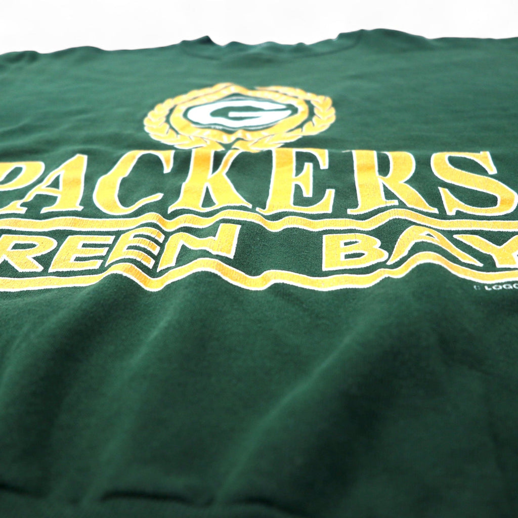 Felpa stampata LOGO 7 NFL anni '90, made in USA, taglia L, cotone, verde, GREEN BAY PACKERS