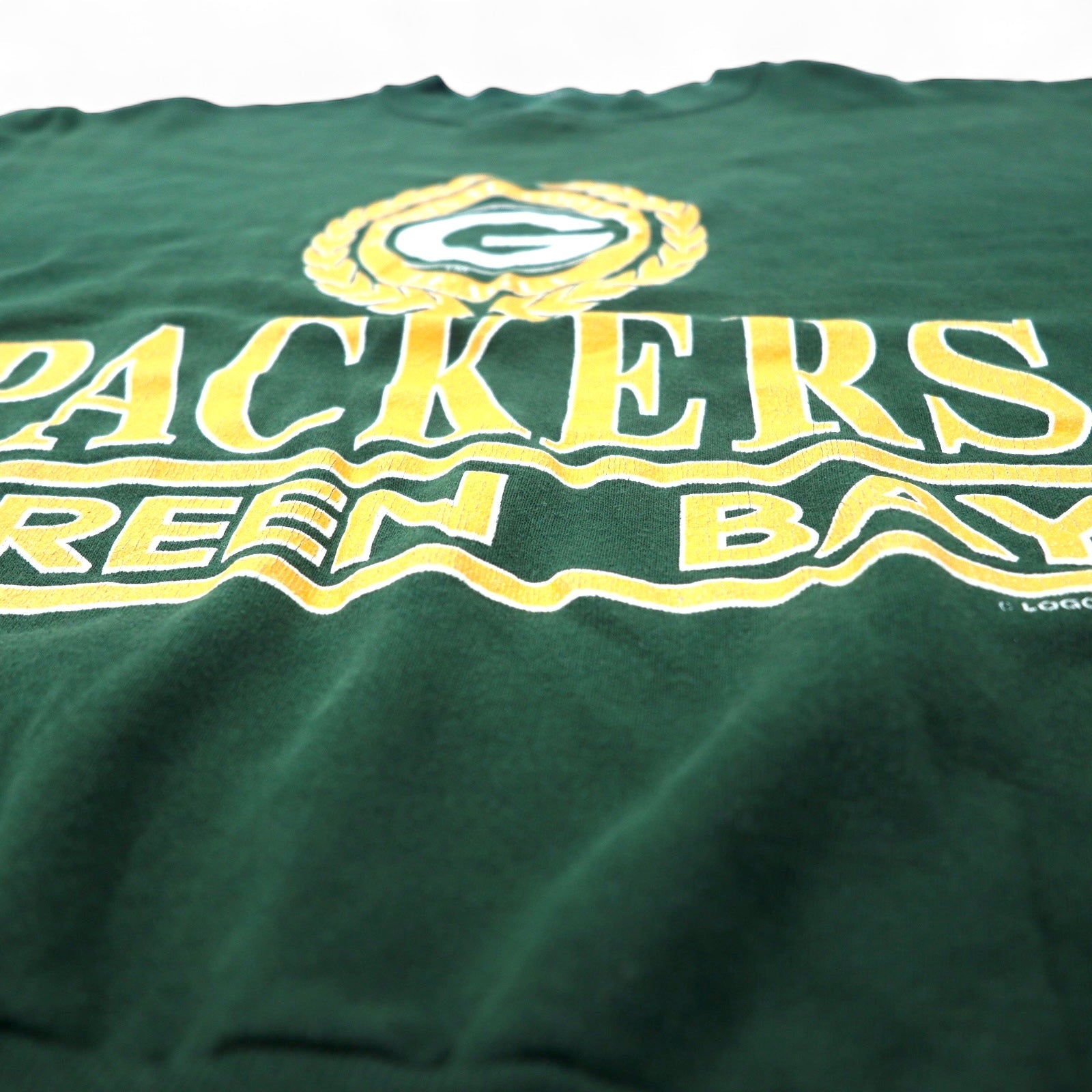 Felpa stampata LOGO 7 NFL anni '90, made in USA, taglia L, cotone, verde, GREEN BAY PACKERS