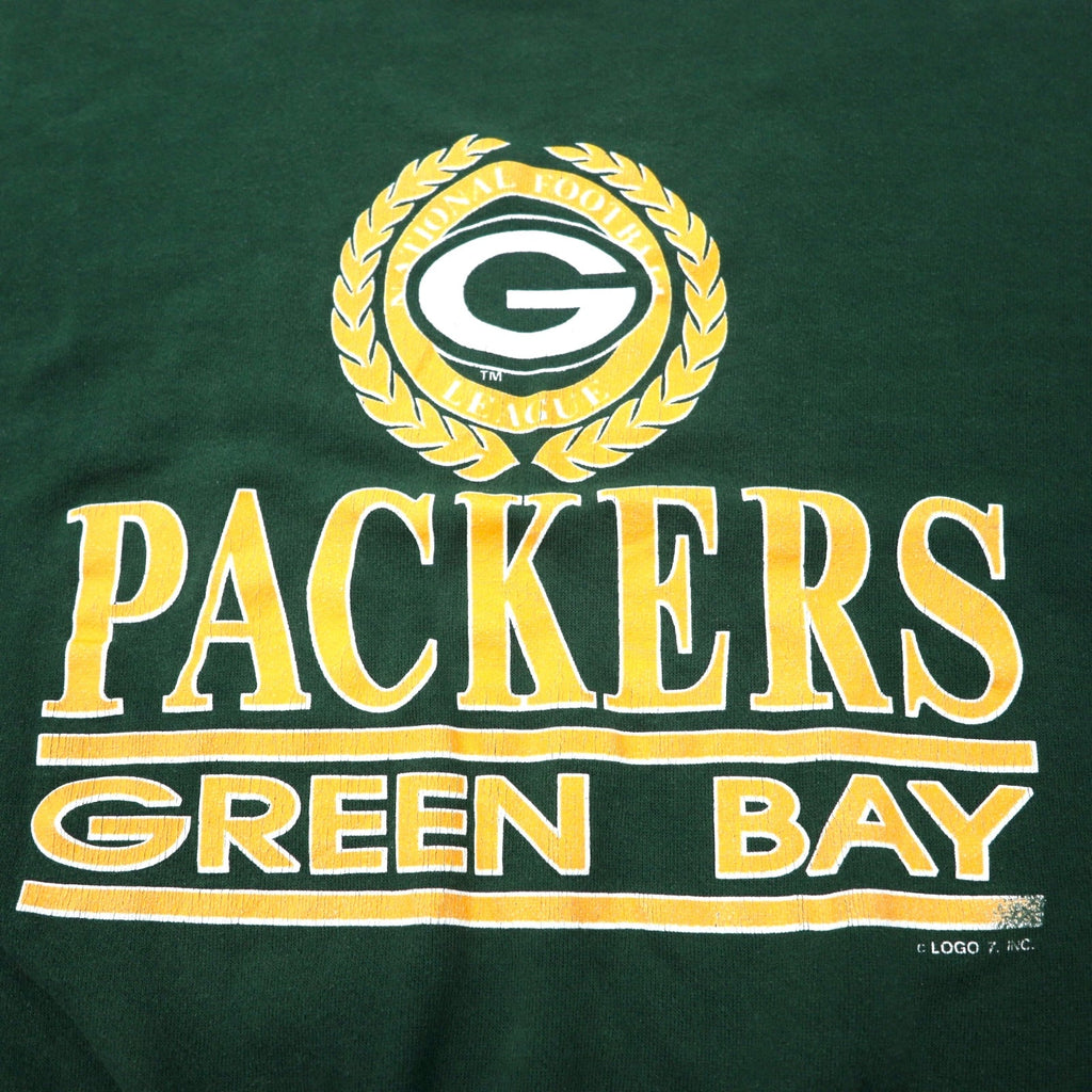 Felpa stampata LOGO 7 NFL anni '90, made in USA, taglia L, cotone, verde, GREEN BAY PACKERS
