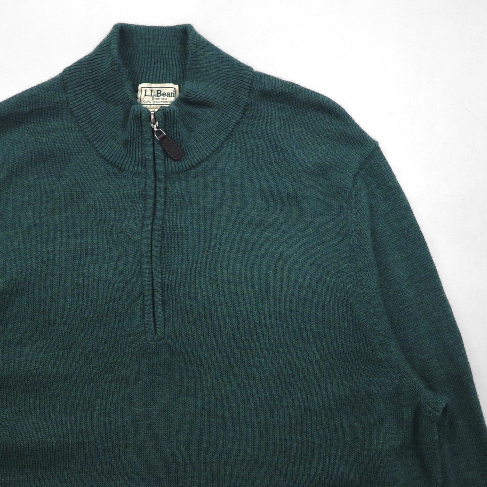 L.L.Bean メリノウール ハーフジップ ニット セーター L グリーン 285158