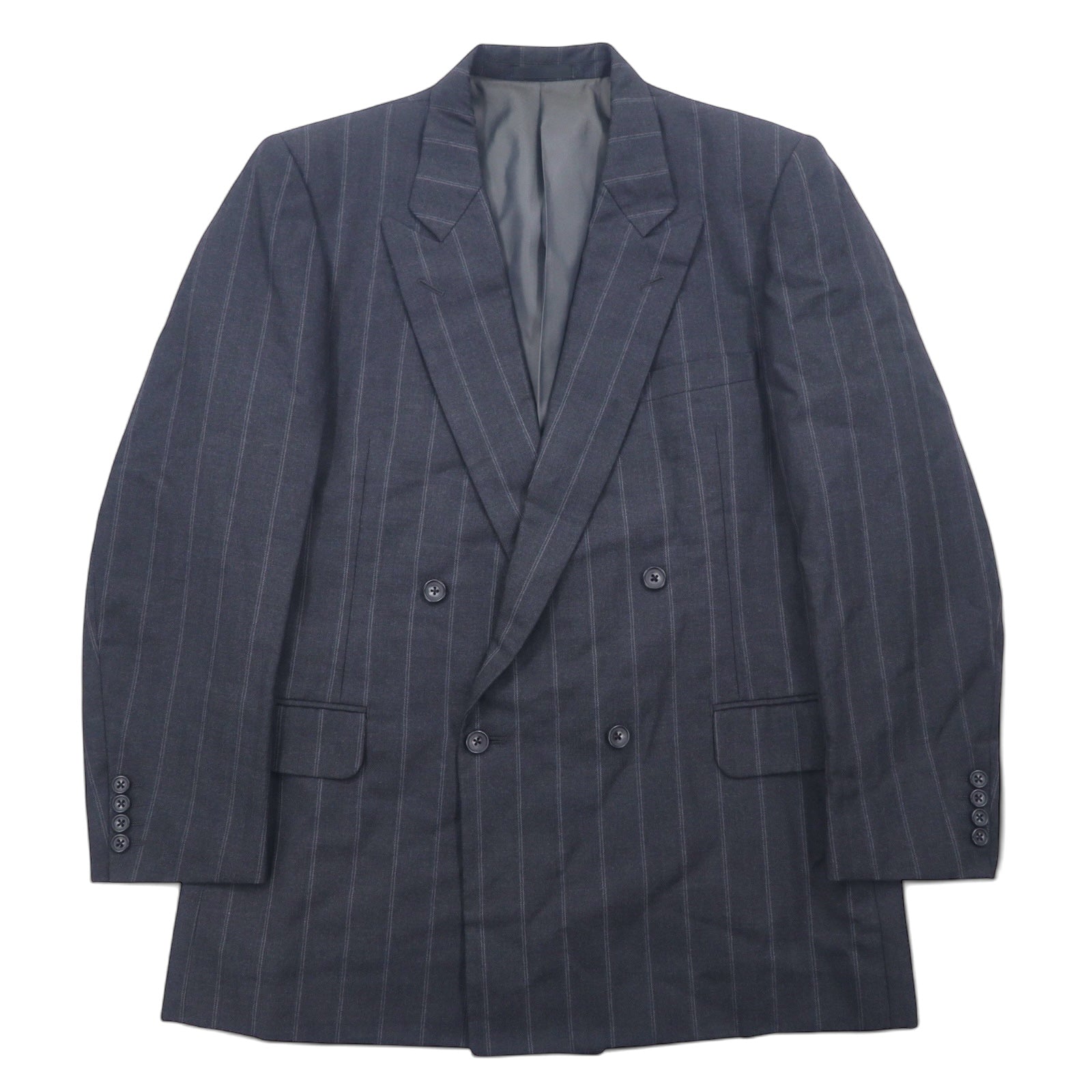 Burberrys Old Double Giacca Sartoriale XL Grigia Lana Gessata Fatto in Giappone