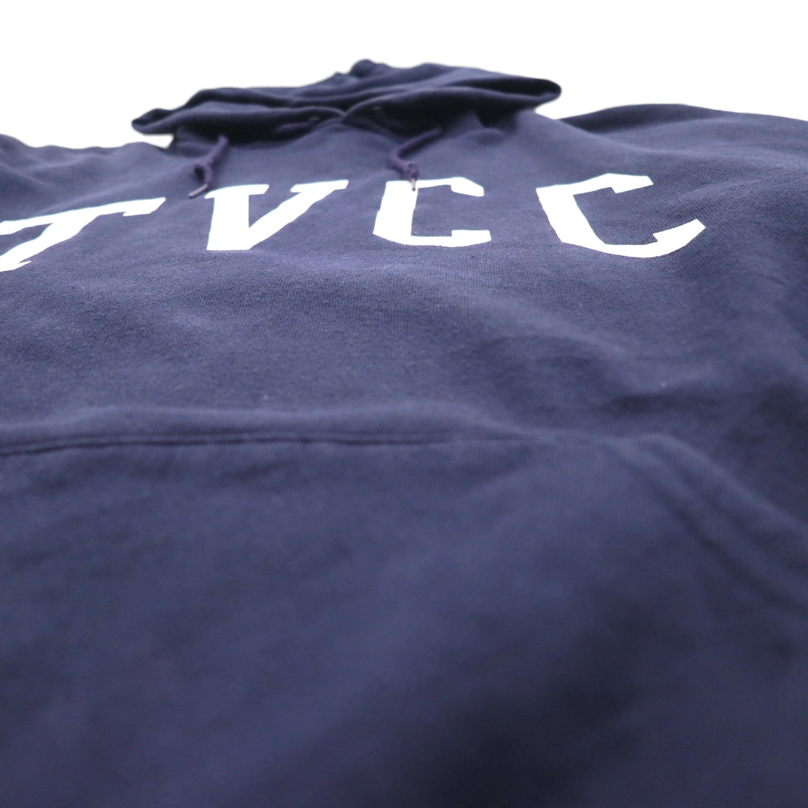 Felpa con cappuccio pullover OARSMAN anni '90, stampa college, taglia XL, blu navy, interno felpato, logo ad arco TVCC, made in Messico
