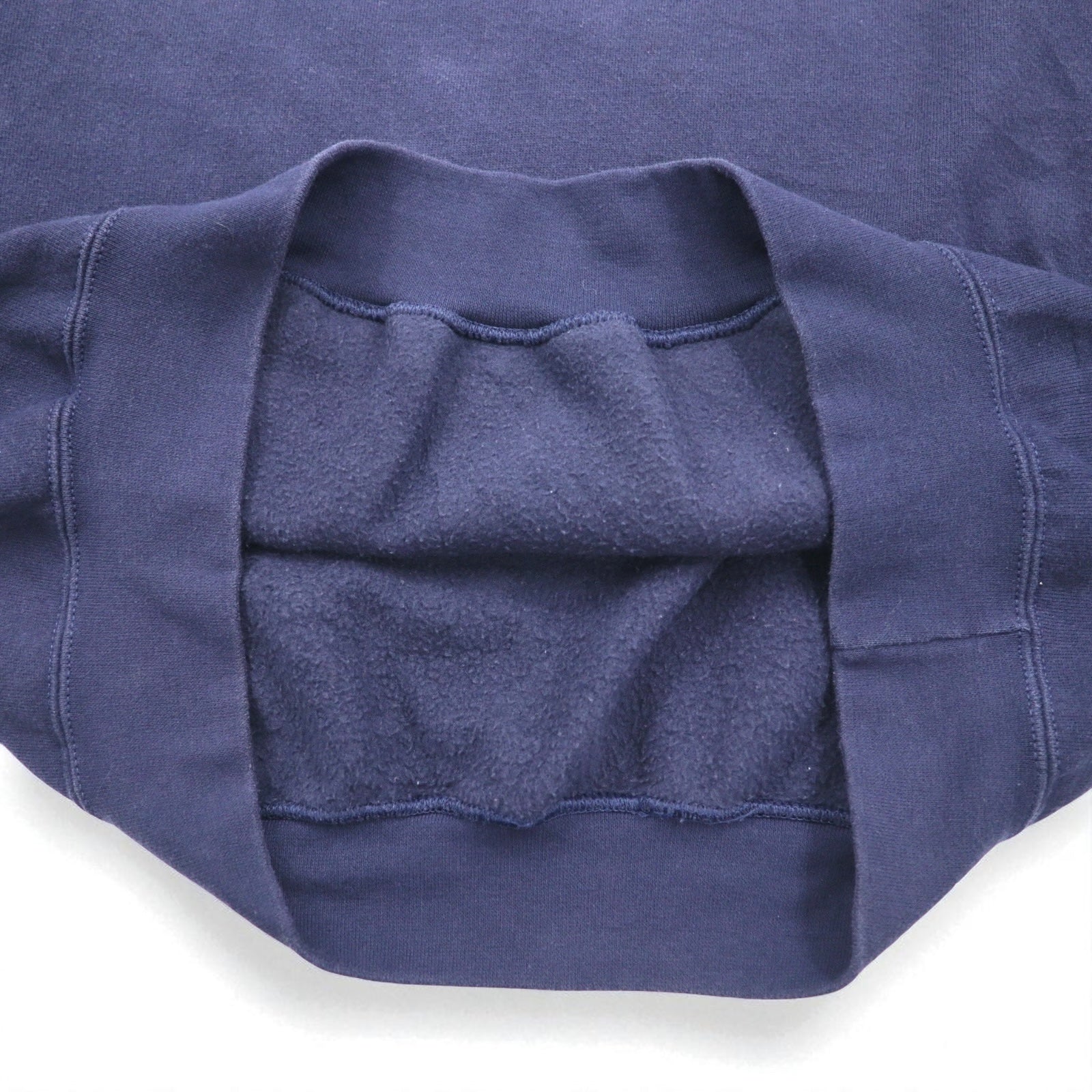 Felpa con cappuccio pullover OARSMAN anni '90, stampa college, taglia XL, blu navy, interno felpato, logo ad arco TVCC, made in Messico