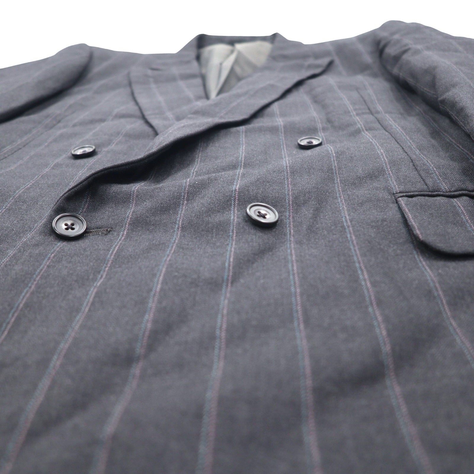 Burberrys Old Double Giacca Sartoriale XL Grigia Lana Gessata Fatto in Giappone