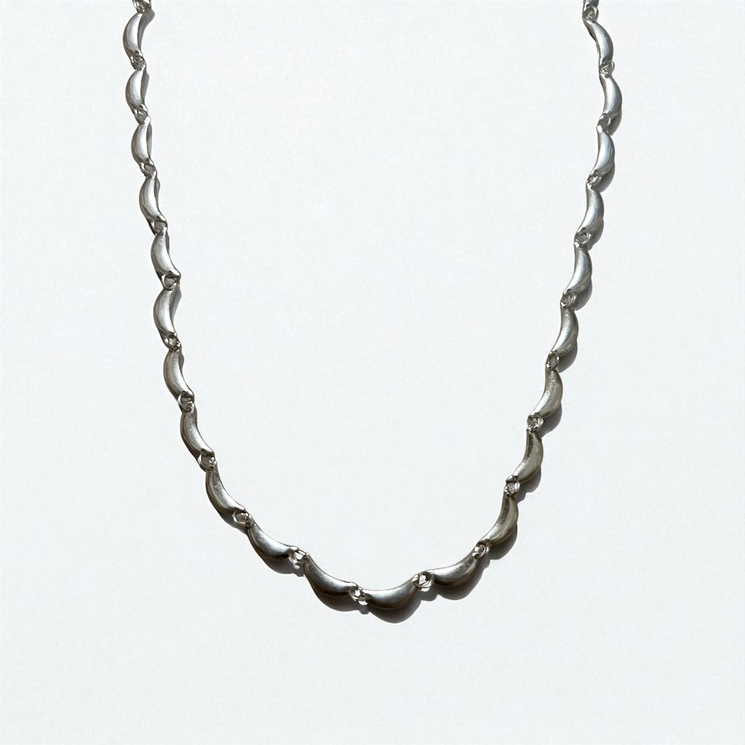 Collana Vintage in Argento Collana con Design a Mezzaluna Argento 925