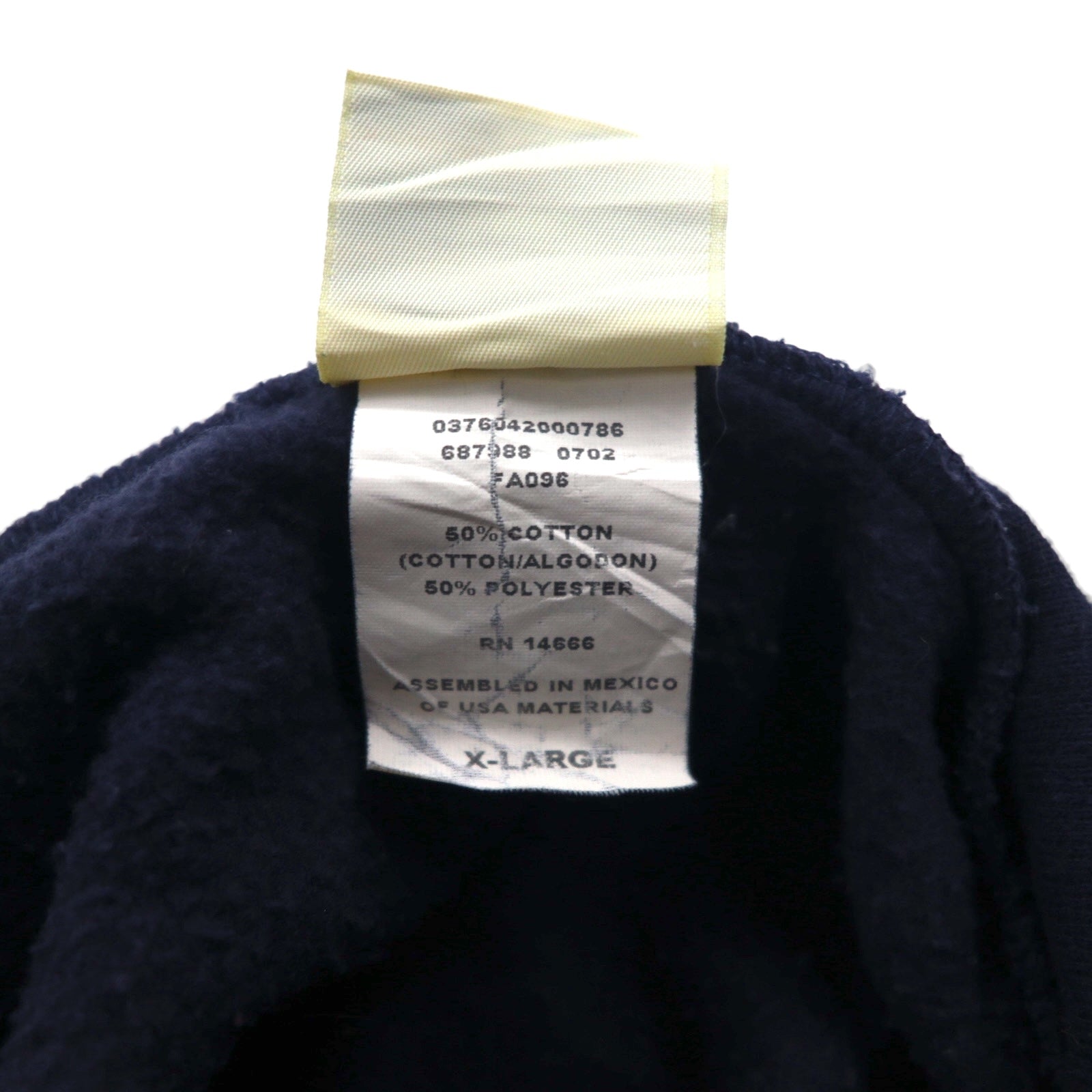 Felpa con cappuccio pullover OARSMAN anni '90, stampa college, taglia XL, blu navy, interno felpato, logo ad arco TVCC, made in Messico