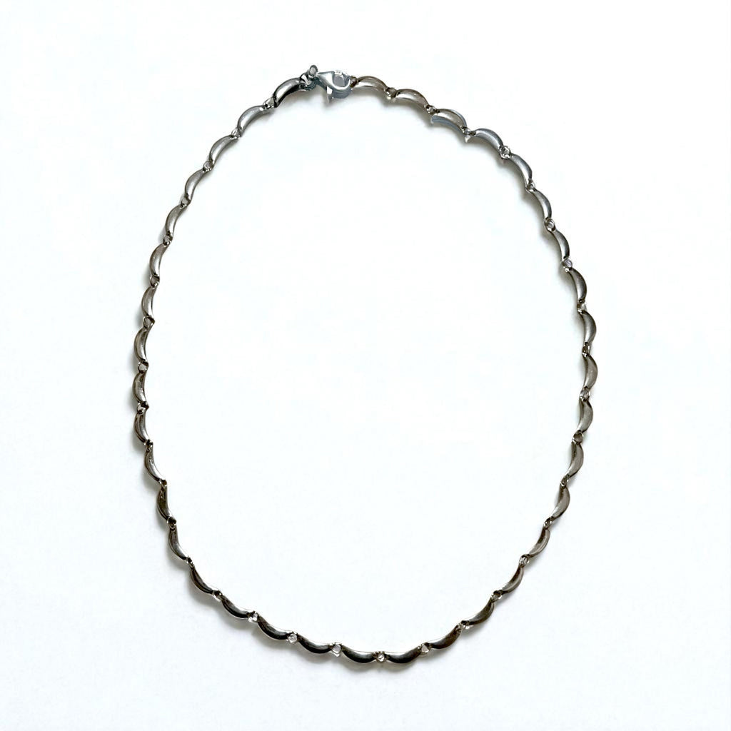 Collana Vintage in Argento Collana con Design a Mezzaluna Argento 925