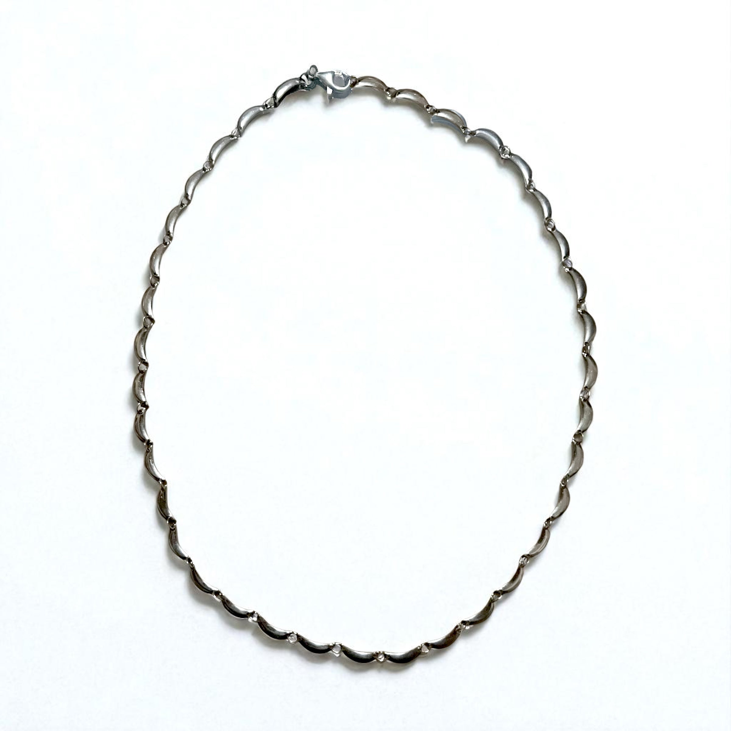 Collana Vintage in Argento Collana con Design a Mezzaluna Argento 925