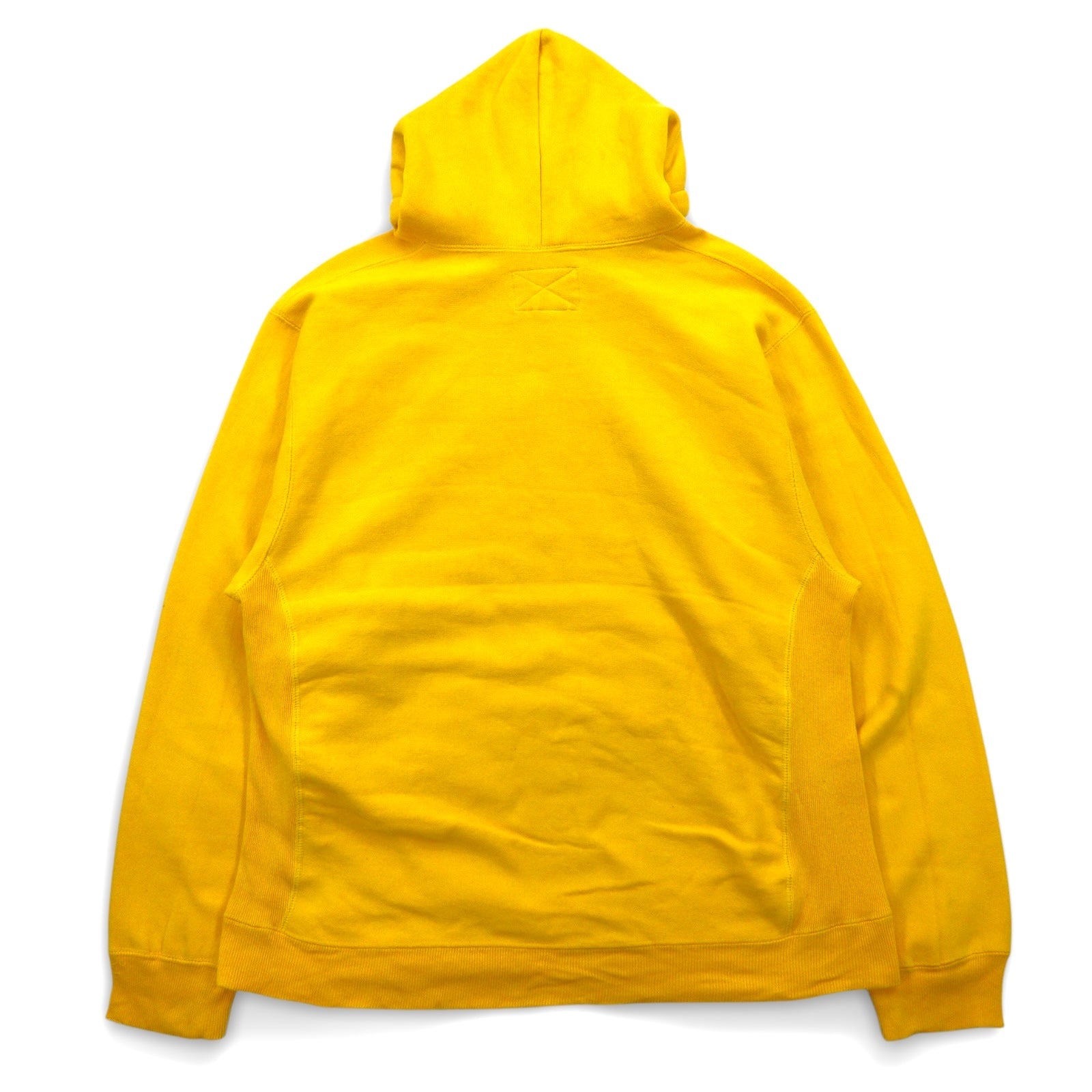 STEVE AND BARRY'S Reverse Weave Felpa con cappuccio taglia M Giallo MICHIGAN Logo ad arco Oversize