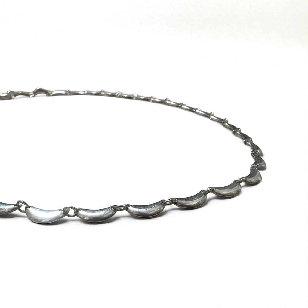 Collana Vintage in Argento Collana con Design a Mezzaluna Argento 925