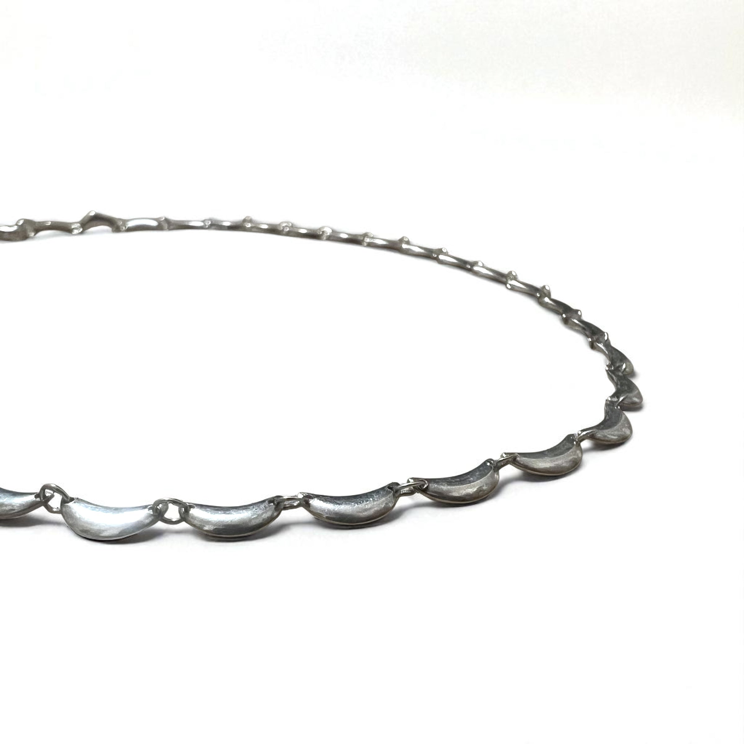 Collana Vintage in Argento Collana con Design a Mezzaluna Argento 925