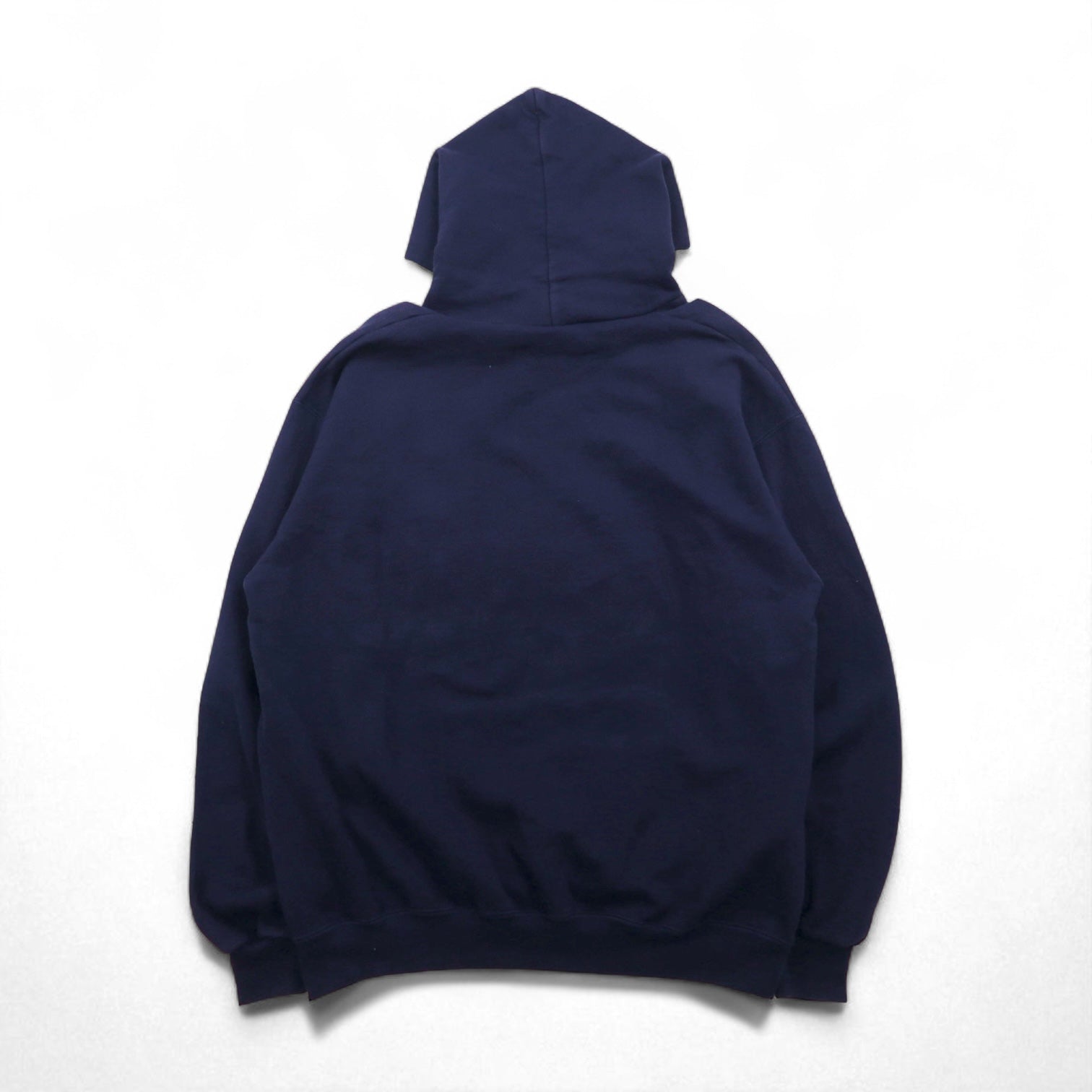 Felpa con cappuccio pullover OARSMAN anni '90, stampa college, taglia XL, blu navy, interno felpato, logo ad arco TVCC, made in Messico