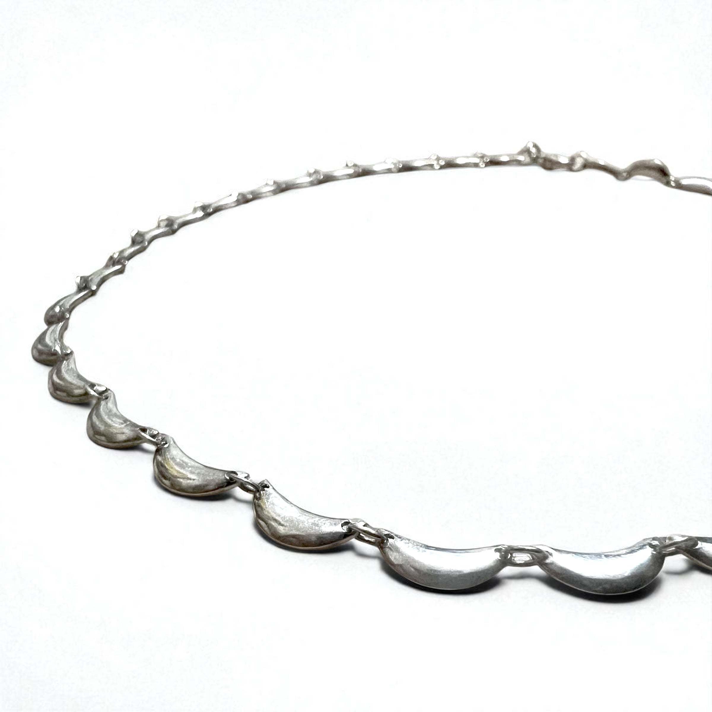 Collana Vintage in Argento Collana con Design a Mezzaluna Argento 925