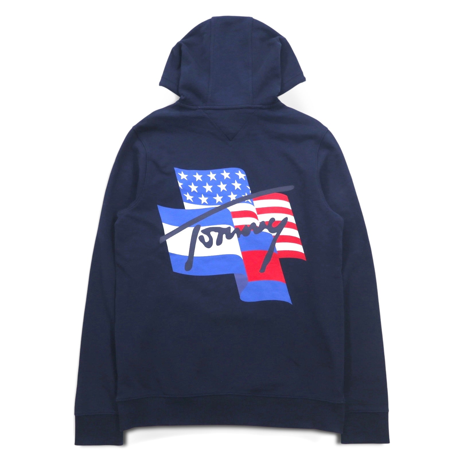 TOMMY JEANS Felpa con cappuccio L Blu navy Stampa posteriore Mikina Flag Graphic DM0DM08703
