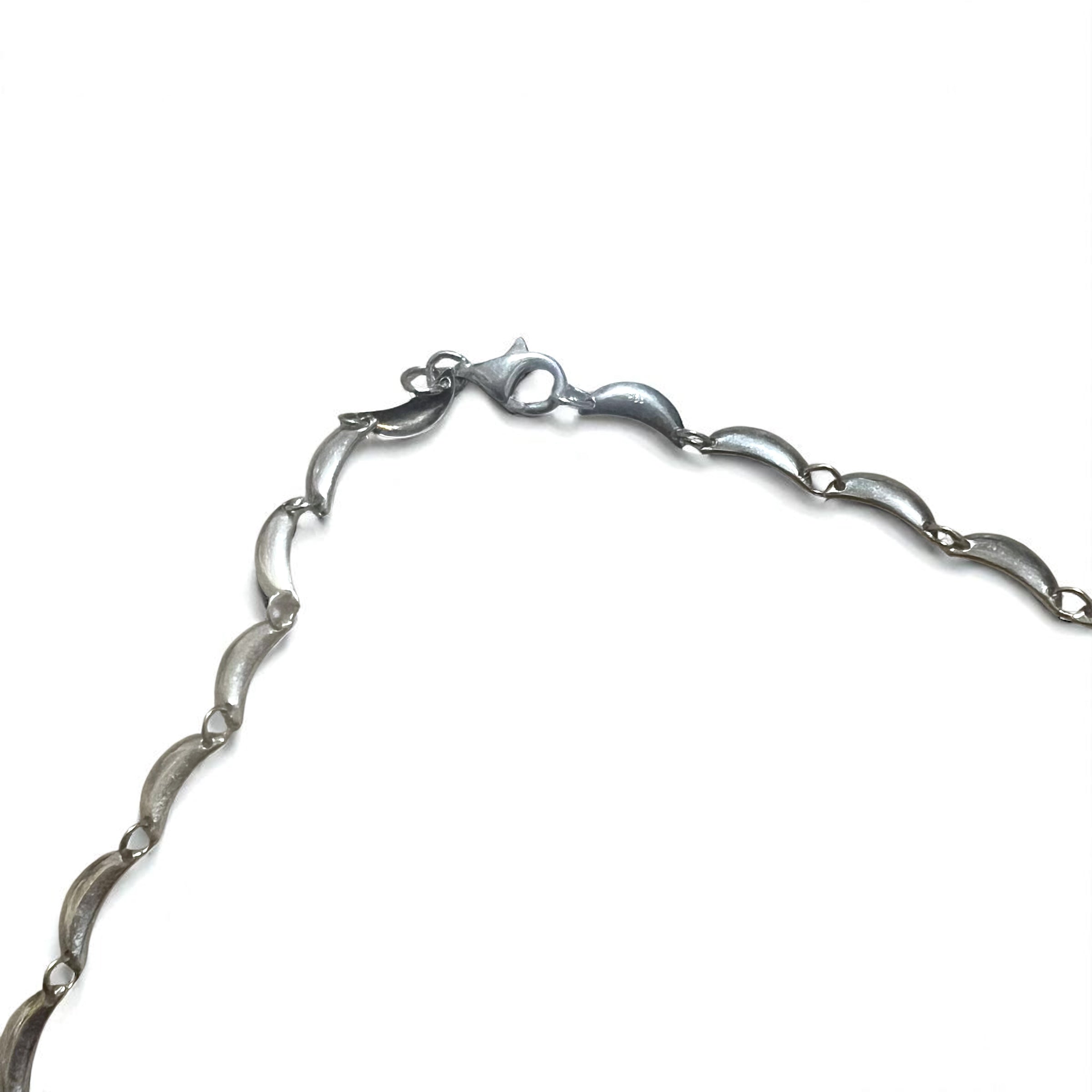 Collana Vintage in Argento Collana con Design a Mezzaluna Argento 925