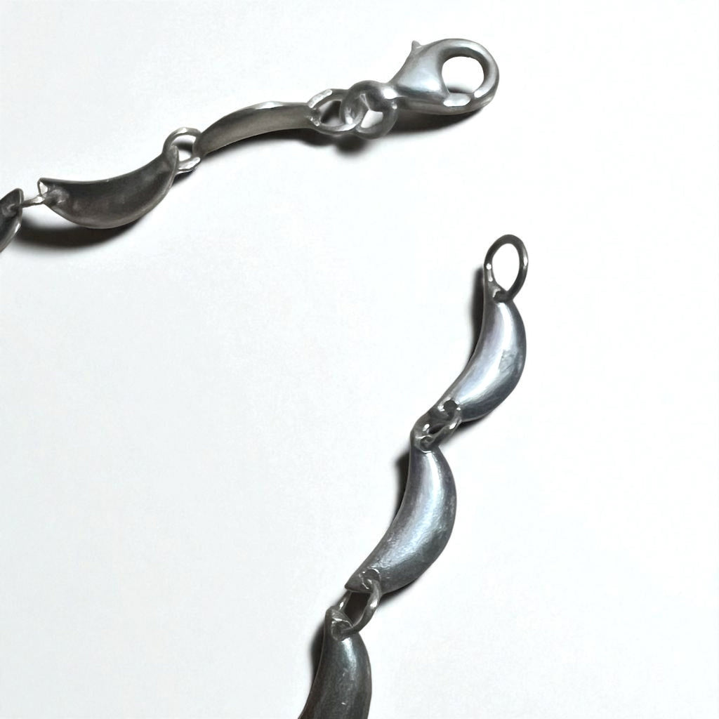 Collana Vintage in Argento Collana con Design a Mezzaluna Argento 925