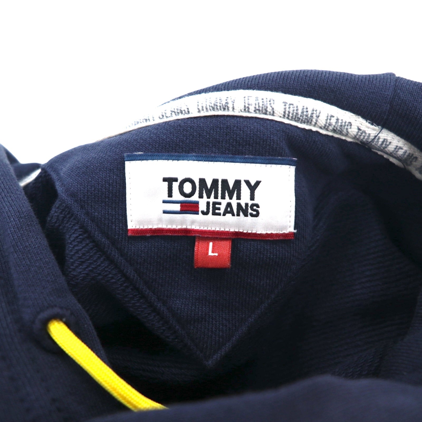 TOMMY JEANS Felpa con cappuccio L Blu navy Stampa posteriore Mikina Flag Graphic DM0DM08703