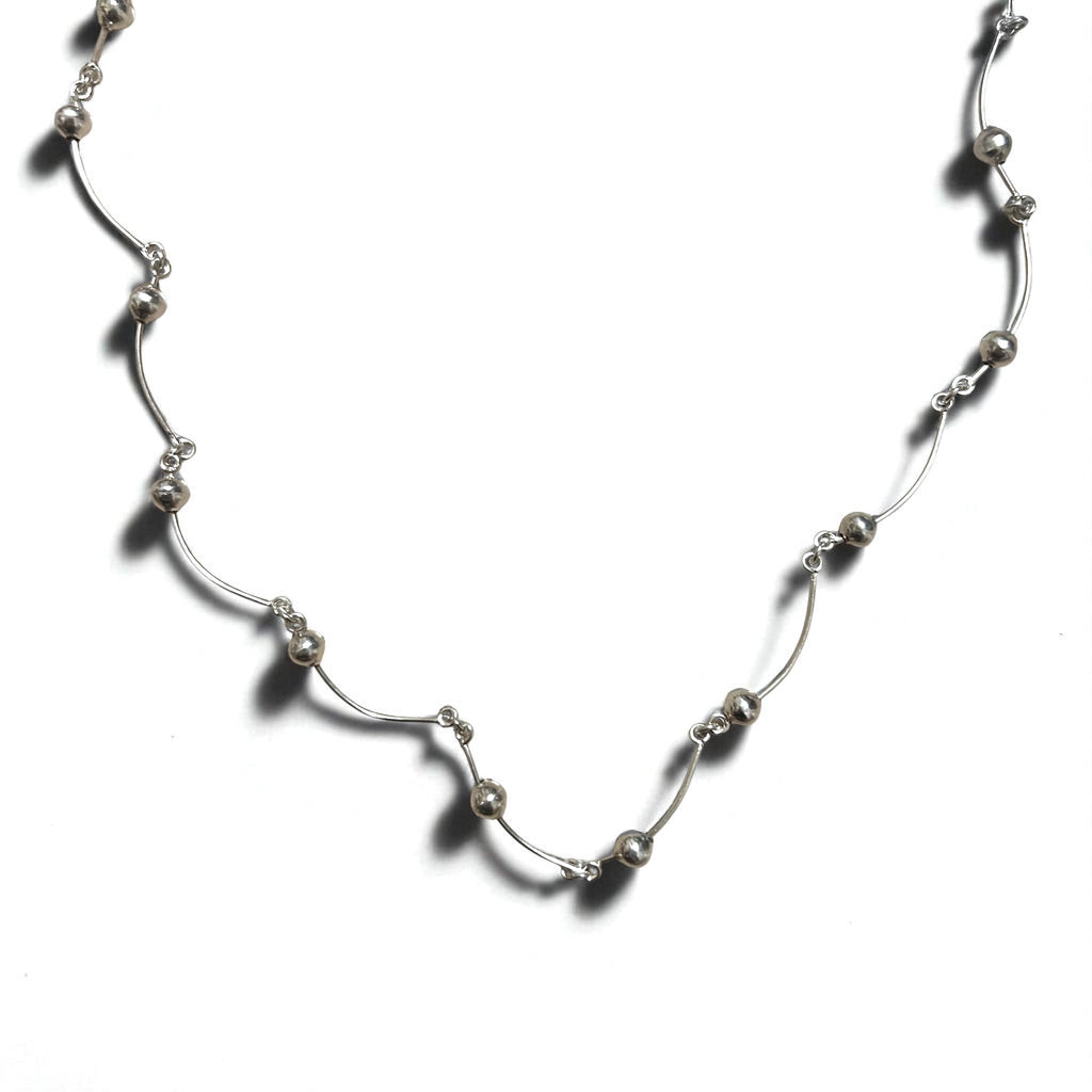 Collana 2WAY Vintage Argento, Collana Dot Wave, Doppio Bracciale, Argento 925