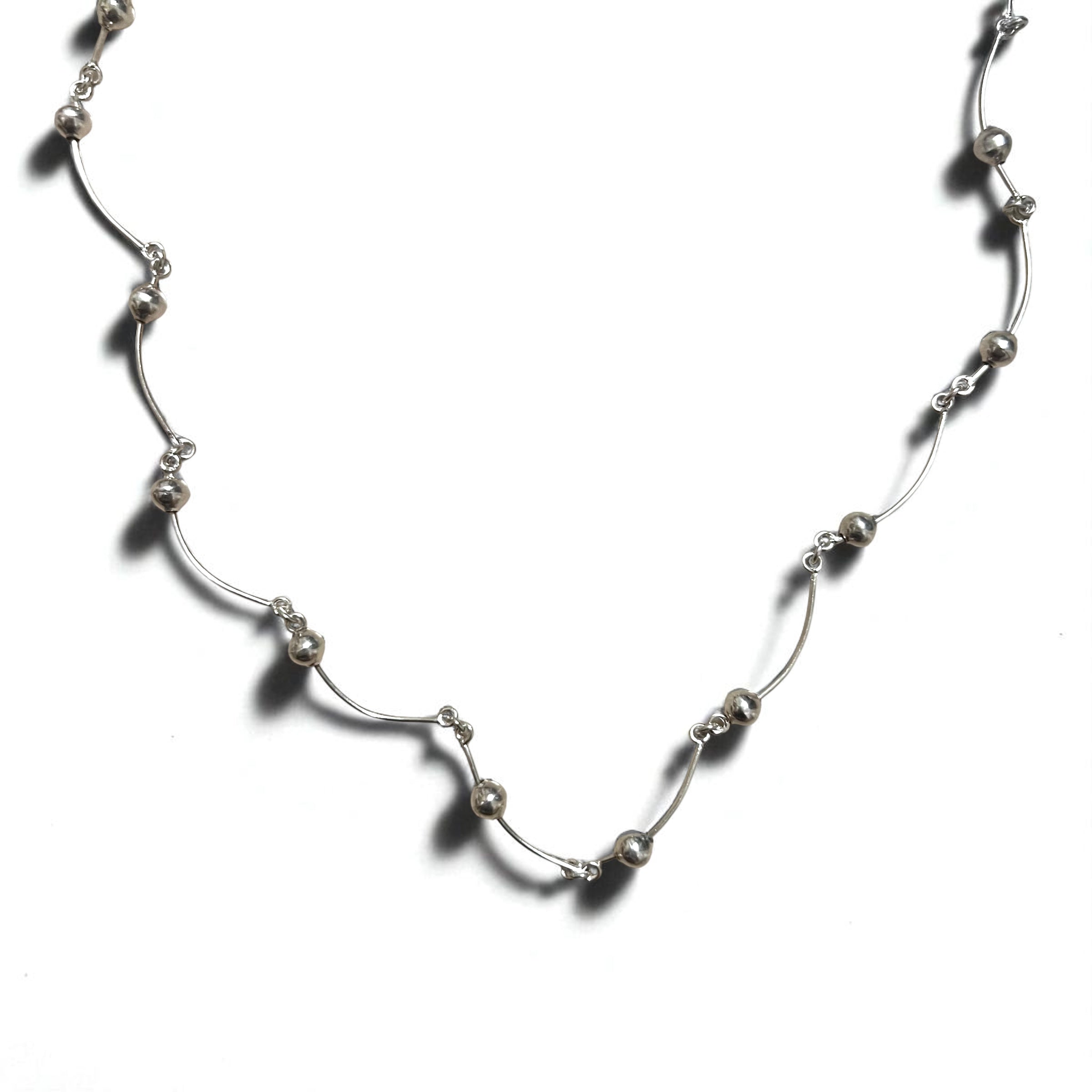 Collana 2WAY Vintage Argento, Collana Dot Wave, Doppio Bracciale, Argento 925