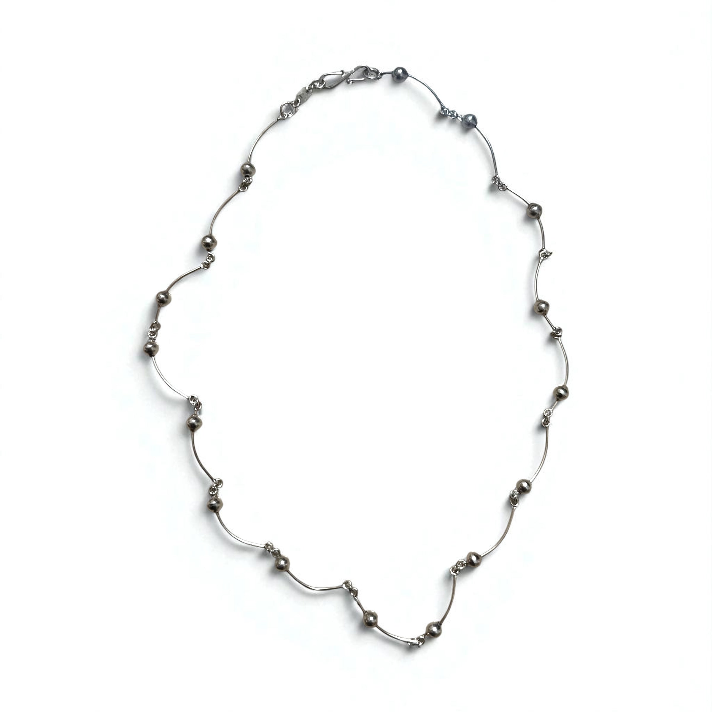 Collana 2WAY Vintage Argento, Collana Dot Wave, Doppio Bracciale, Argento 925