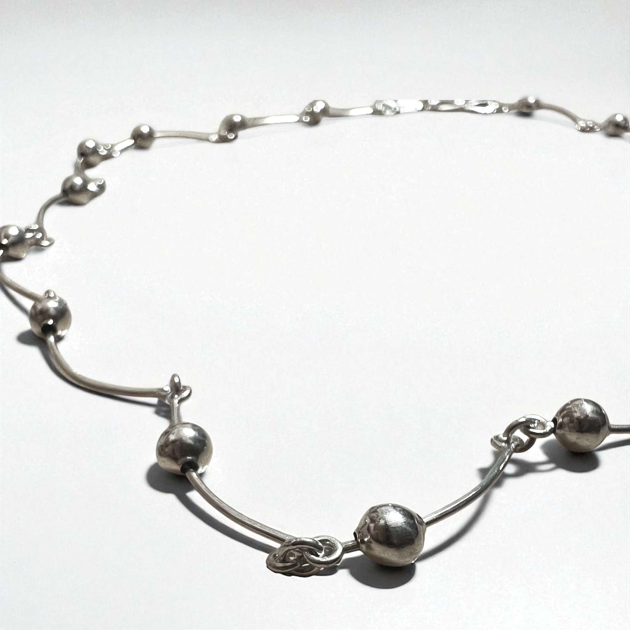Collana 2WAY Vintage Argento, Collana Dot Wave, Doppio Bracciale, Argento 925