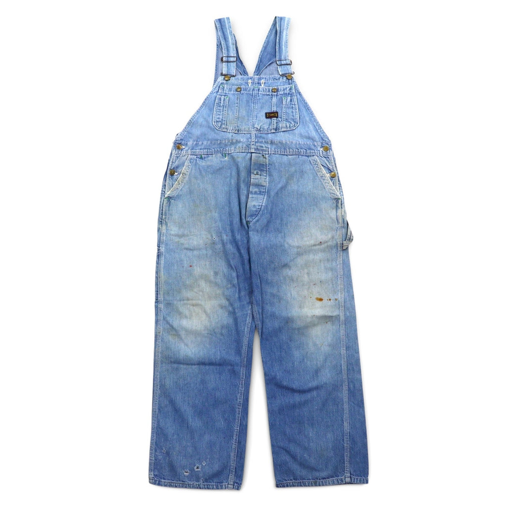 BIG SMITH Salopette da lavoro in denim anni '50 Made in USA XXL Indaco Blu Bottoni a ciambella Etichetta nera
