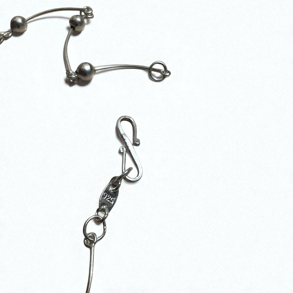 Collana 2WAY Vintage Argento, Collana Dot Wave, Doppio Bracciale, Argento 925