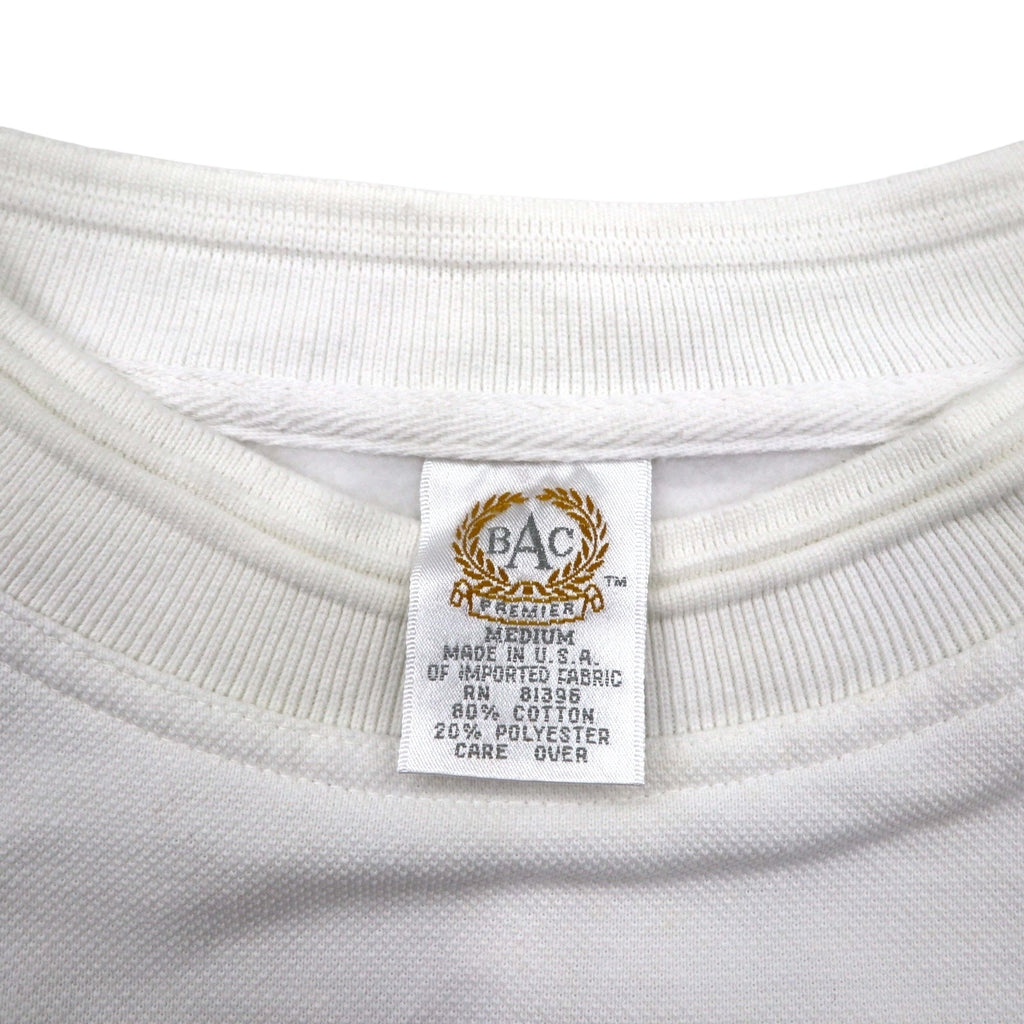 USA製 90年代 BAC PREMIER カレッジ刺繍 スウェット M ホワイト コットン 鹿の子 裏起毛 CELESTIAL