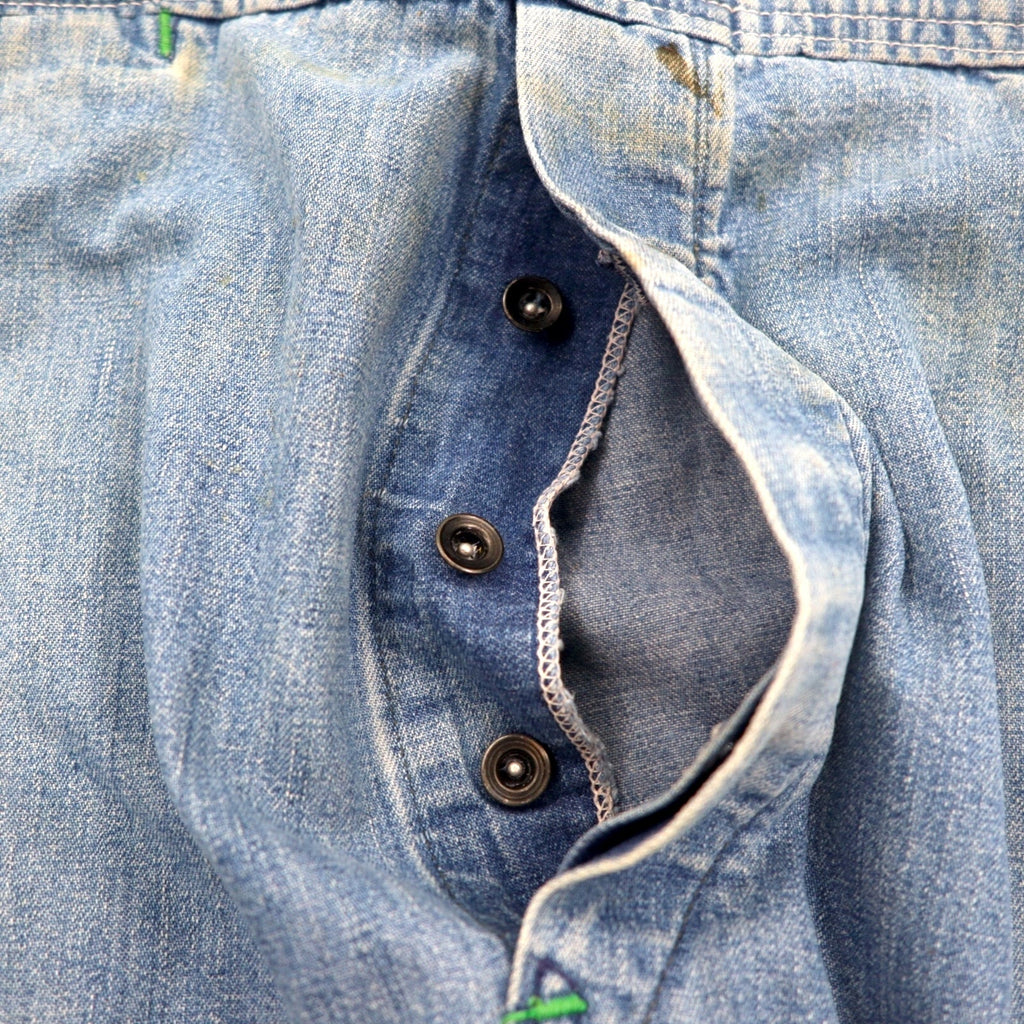 BIG SMITH Salopette da lavoro in denim anni '50 Made in USA XXL Indaco Blu Bottoni a ciambella Etichetta nera