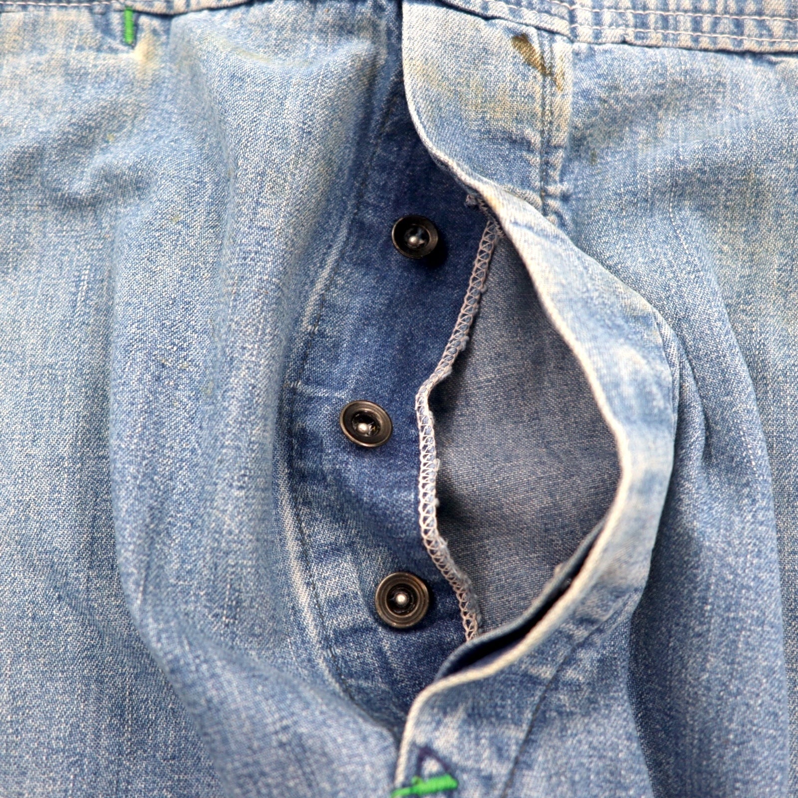 BIG SMITH Salopette da lavoro in denim anni '50 Made in USA XXL Indaco Blu Bottoni a ciambella Etichetta nera