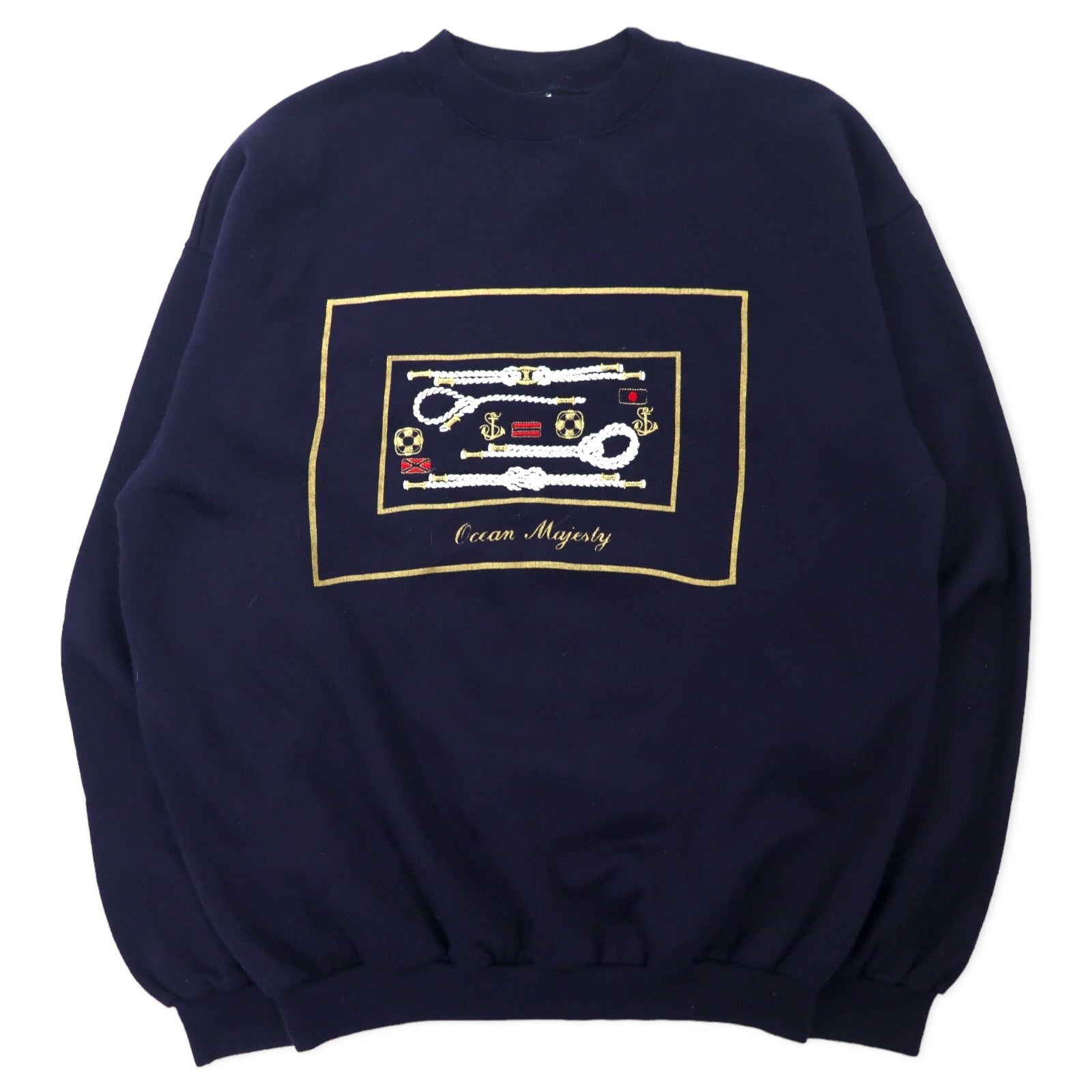 ARS Felpa ricamata da marinaio, Made in Italy, XL, blu navy, cotone, interno felpato, Ocean Majesty