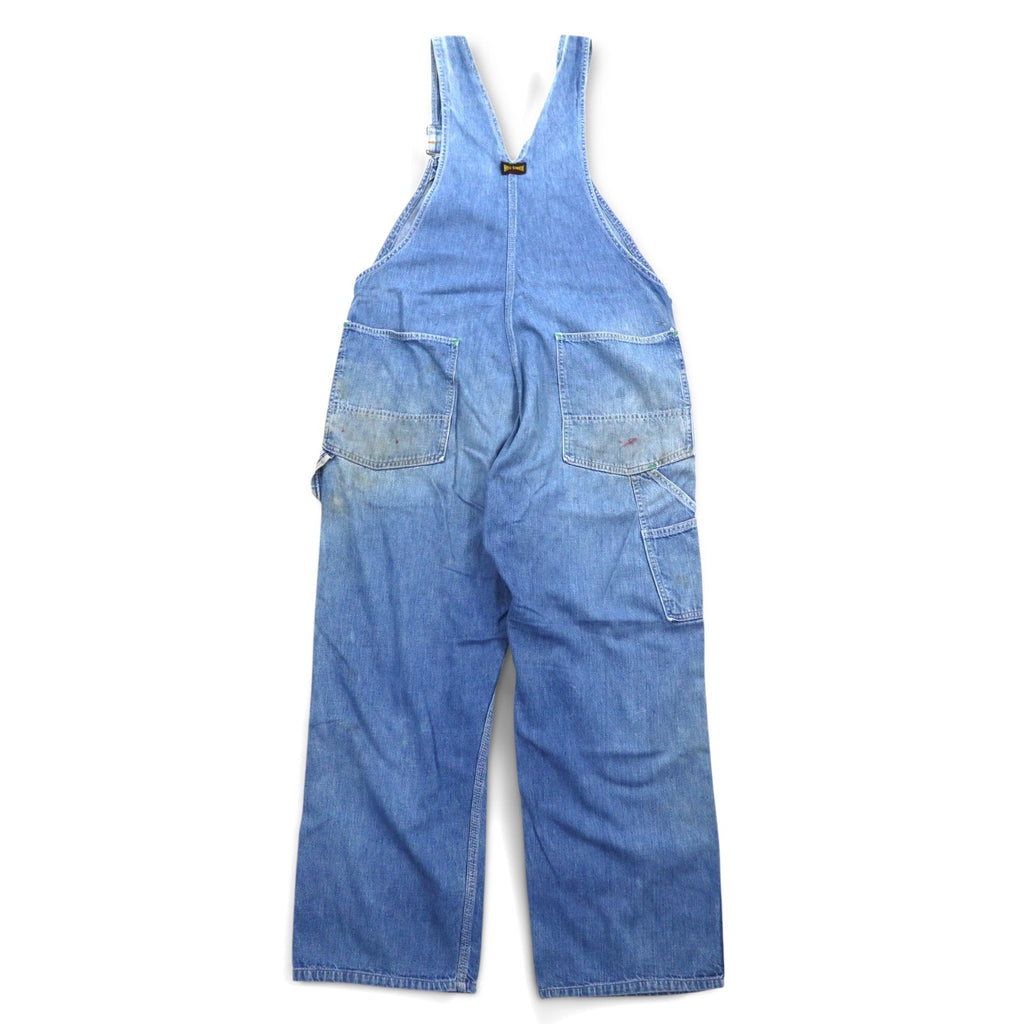 BIG SMITH Salopette da lavoro in denim anni '50 Made in USA XXL Indaco Blu Bottoni a ciambella Etichetta nera
