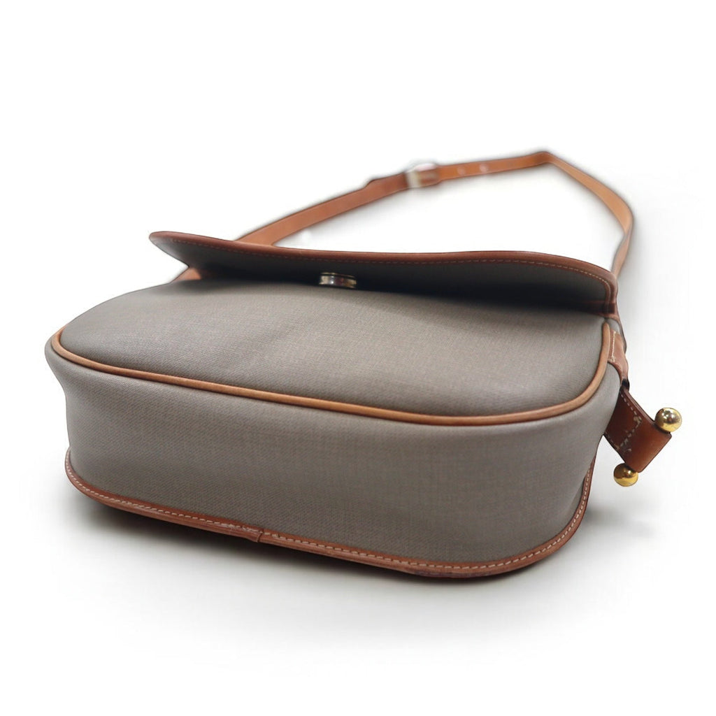 Christian Dior Borsa a tracolla vintage in PVC e pelle, grigia, con logo CD, made in France