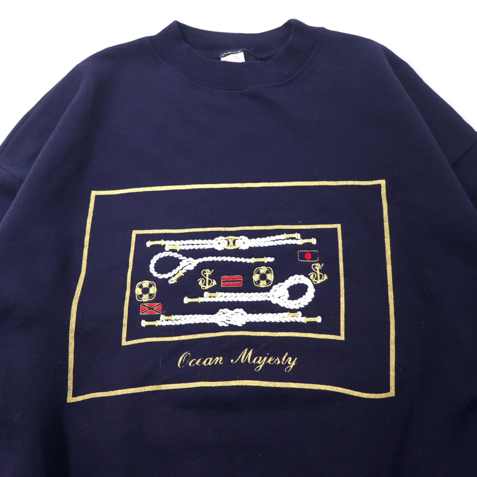 ARS Felpa ricamata da marinaio, Made in Italy, XL, blu navy, cotone, interno felpato, Ocean Majesty